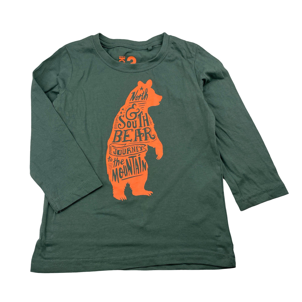 Boys Cotton On, cotton long sleeve tee / top, bear, EUC, size 3,  