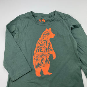 Boys Cotton On, cotton long sleeve tee / top, bear, EUC, size 3,  