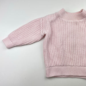 Girls Dymples, pink knitted cotton sweater / jumper, GUC, size 0,  