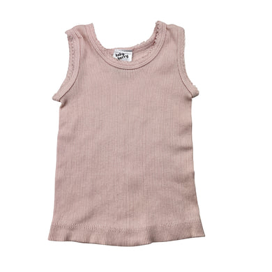 Girls Baby Berry, pink ribbed cotton singlet top, EUC, size 00000,  