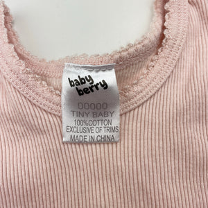 Girls Baby Berry, pink ribbed cotton singlet top, EUC, size 00000,  