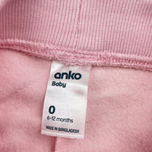 Load image into Gallery viewer, Girls Anko, pink fleece lined track pants, elasticated, EUC, size 0,  