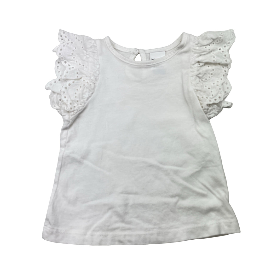 Girls Baby Berry, broderie trim cotton tee / top, EUC, size 0,  