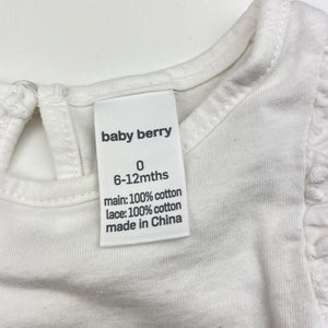 Girls Baby Berry, broderie trim cotton tee / top, EUC, size 0,  