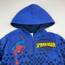 Load image into Gallery viewer, Boys Target, Marvel Spiderman fleece lined zip hoodie sweater, wash fade, FUC, size 5,  