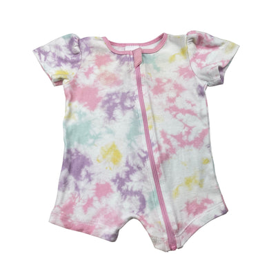 Girls Baby Berry, tie dyed cotton zip romper, FUC, size 000,  