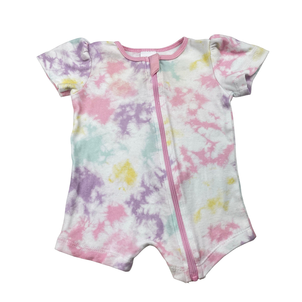 Girls Baby Berry, tie dyed cotton zip romper, FUC, size 000,  