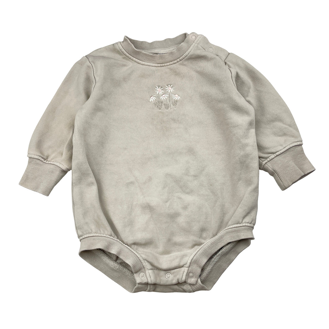 Girls Baby Berry, embroidered fleece lined romper, FUC, size 0,  