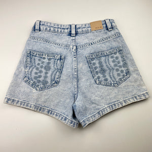 Girls Target, blue denim shorts, W: 29cm across, FUC, size 9,  