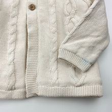 Load image into Gallery viewer, Girls Anko, faux fur lined knit cotton hooded cardigan, blue marks front &amp; back left cuff, FUC, size 1,  
