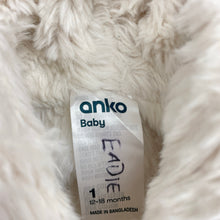 Load image into Gallery viewer, Girls Anko, faux fur lined knit cotton hooded cardigan, blue marks front &amp; back left cuff, FUC, size 1,  