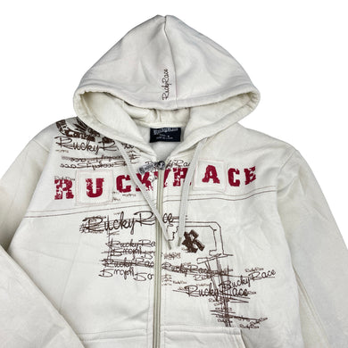 Boys Rucky Race, fleece lined zip hoodie sweater, discolouration left sleeve, FUC, size 8,  