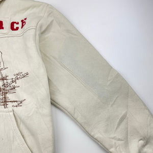 Boys Rucky Race, fleece lined zip hoodie sweater, discolouration left sleeve, FUC, size 8,  