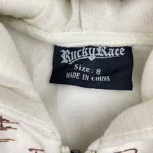 Load image into Gallery viewer, Boys Rucky Race, fleece lined zip hoodie sweater, discolouration left sleeve, FUC, size 8,  