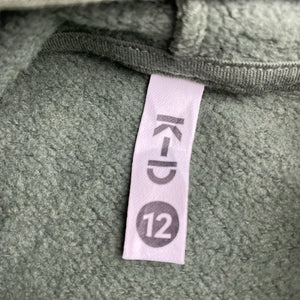 Boys KID, khaki fleece lined hoodie sweater, GUC, size 12,  