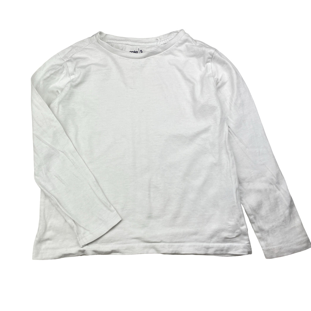 Unisex Anko, white cotton long sleeve tee / top, FUC, size 5,  