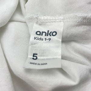 Unisex Anko, white cotton long sleeve tee / top, FUC, size 5,  
