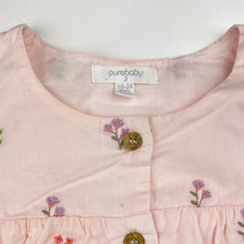 Load image into Gallery viewer, Girls purebaby, embroidered organic cotton romper, marks on front, FUC, size 2,  