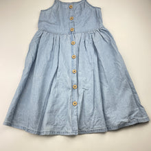 Load image into Gallery viewer, Girls 1964 Denim Co, chambray cotton summer dress, marks back skirt, FUC, size 4, L: 60cm