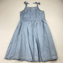 Load image into Gallery viewer, Girls 1964 Denim Co, chambray cotton summer dress, marks back skirt, FUC, size 4, L: 60cm