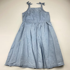 Girls 1964 Denim Co, chambray cotton summer dress, marks back skirt, FUC, size 4, L: 60cm