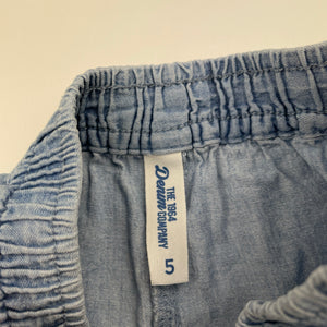Girls 1964 Denim Co, chambray cotton shorts, elasticated, FUC, size 5,  