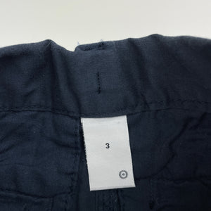 Boys Target, navy stretch cotton chino pants, adjustable, Inside leg: 35.5cm, GUC, size 3,  