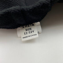 Load image into Gallery viewer, Girls SHEIN, black flared pants, elasticated, Inside leg: 64cm, EUC, size 11-12,  