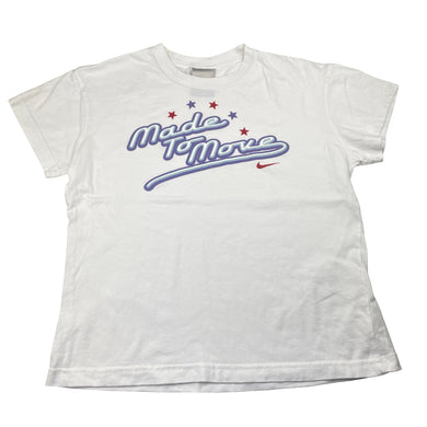 Womens Nike, white cotton tee / top, L: 50.5cm, armpit to armpit: 48.5cm, light marks left shoulder, FUC, size M,  