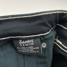 Load image into Gallery viewer, Womens Bardot Denim, embroidered stretch denim cropped pants, W: 38cm across, rise: 22.5cm, Inside leg: 70.5cm, EUC, size 12,  