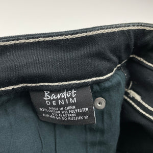 Womens Bardot Denim, embroidered stretch denim cropped pants, W: 38cm across, rise: 22.5cm, Inside leg: 70.5cm, EUC, size 12,  