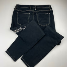 Load image into Gallery viewer, Womens Bardot Denim, embroidered stretch denim cropped pants, W: 38cm across, rise: 22.5cm, Inside leg: 70.5cm, EUC, size 12,  