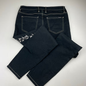 Womens Bardot Denim, embroidered stretch denim cropped pants, W: 38cm across, rise: 22.5cm, Inside leg: 70.5cm, EUC, size 12,  