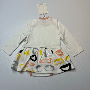 Girls Milk & Masuki, soft feel organic cotton romper dress, NEW, size 000,  