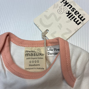 Girls Milk & Masuki, soft feel organic cotton romper dress, NEW, size 0000,  