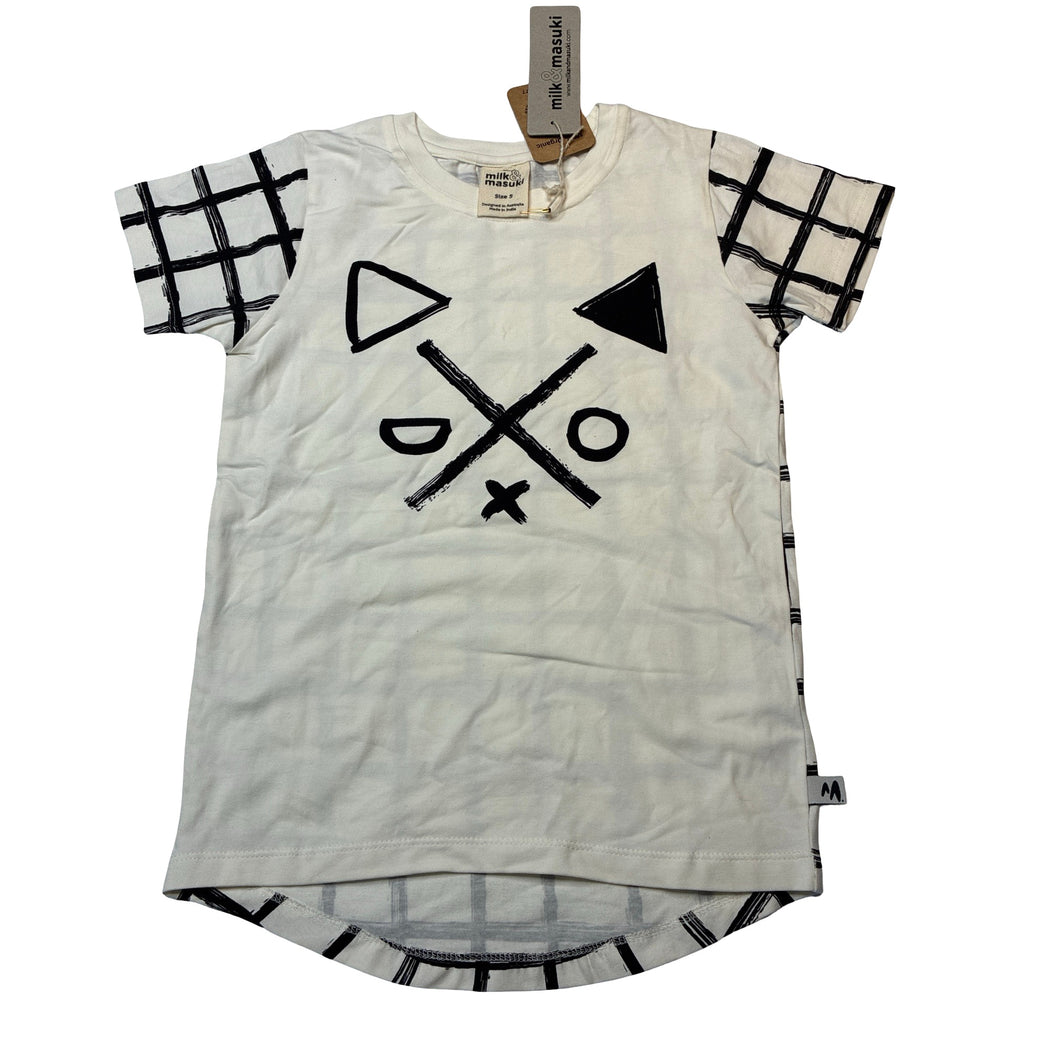 Unisex Milk & Masuki, stretchy organic cotton blend tee / top, NEW, size 5,  