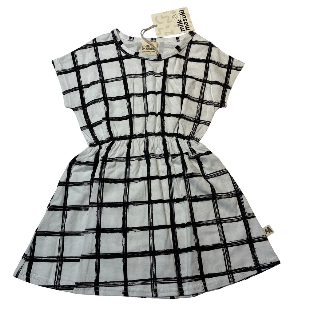 Girls Milk & Masuki, organic cotton elastic waist dress, NEW, size 2, L: 48cm