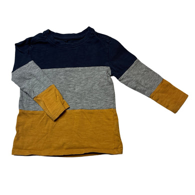 Boys Anko, navy, grey & mustard long sleeve top, GUC, size 3,  
