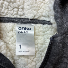 Load image into Gallery viewer, Boys Anko, thick fleece lined zip hoodie sweater, GUC, size 1,  