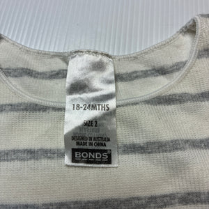 Unisex Bonds, striped stretchy bodysuit / romper, GUC, size 2,  