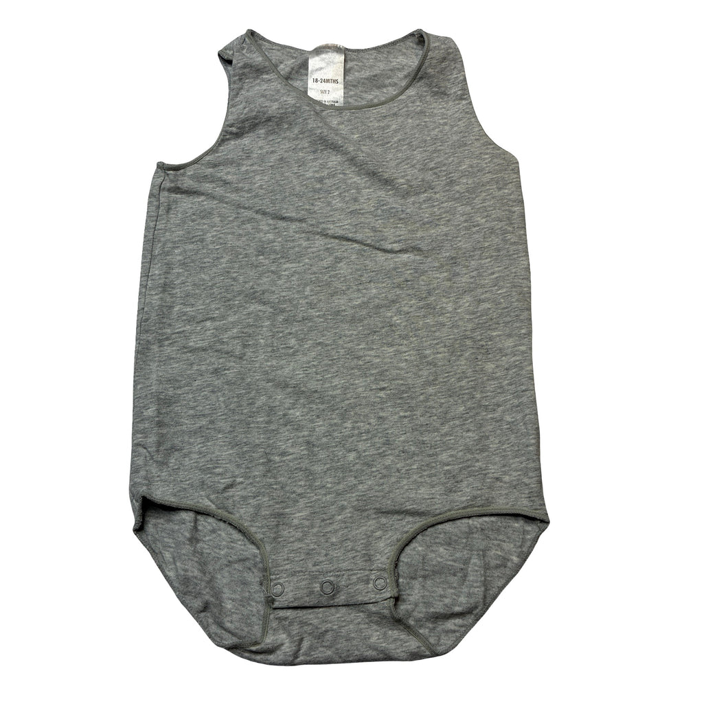 Unisex Bonds, grey marle stretchy singletsuit romper, FUC, size 2,  