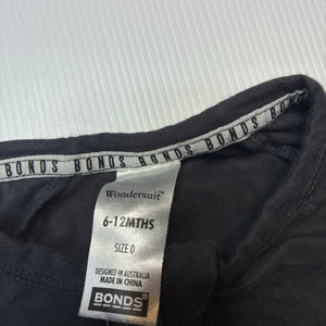 Unisex Bonds, soft feel zip wondersuit / zippy / romper, GUC, size 0,  