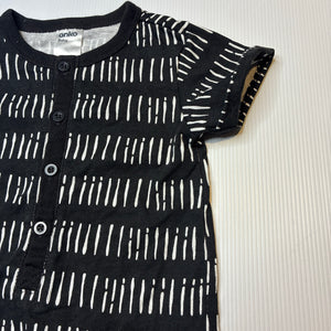 Unisex Anko, black & white cotton romper, GUC, size 0,  