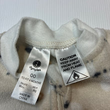 Load image into Gallery viewer, Unisex Dymples, soft fleece zip coverall / romper, GUC, size 00,  