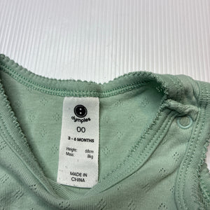 Girls Dymples, pointelle organic cotton bodysuit / romper, GUC, size 00,  