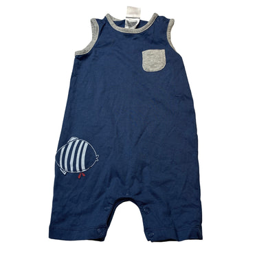 Boys Sprout, cotton romper, fish, EUC, size 0,  