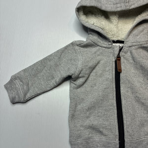 Boys Anko, fleece lined zip hoodie sweater, EUC, size 00,  