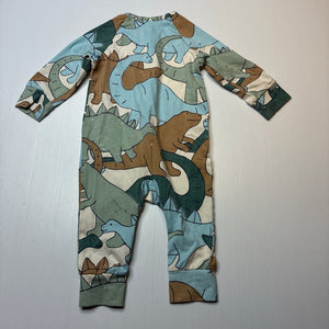 Boys Target, stretchy organic cotton blend zip romper, dinosaurs, EUC, size 00,  