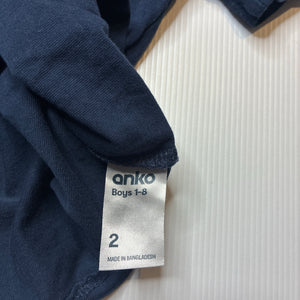 Boys Anko, navy cotton tee / top, EUC, size 2,  