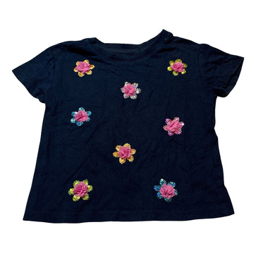 Girls Anko, embellished navy cotton tee / top, GUC, size 1,  